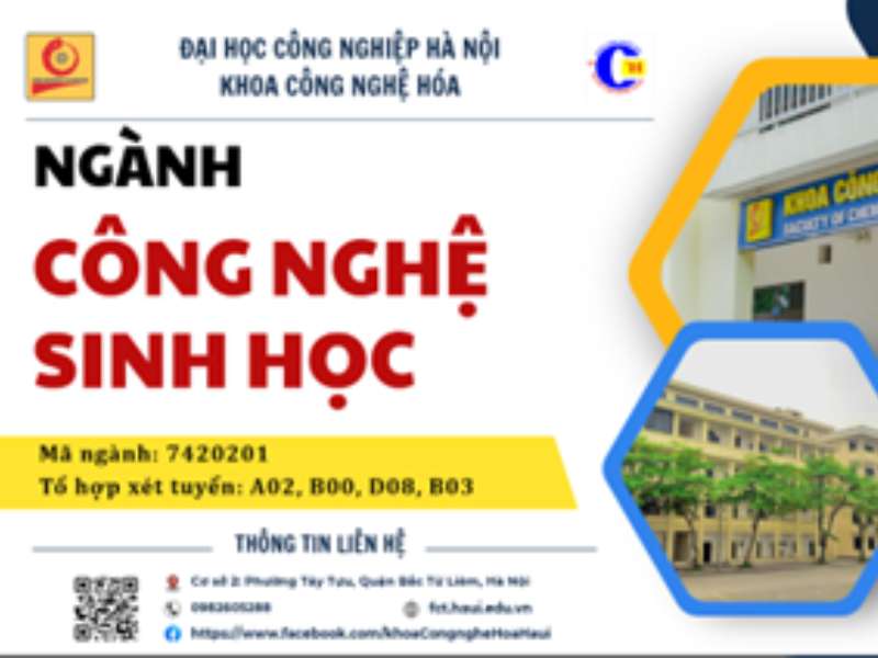 KHOA CÔNG NGHỆ HÓA BẮT ĐẦU TUYỂN SINH NGÀNH CÔNG NGHỆ SINH HỌC